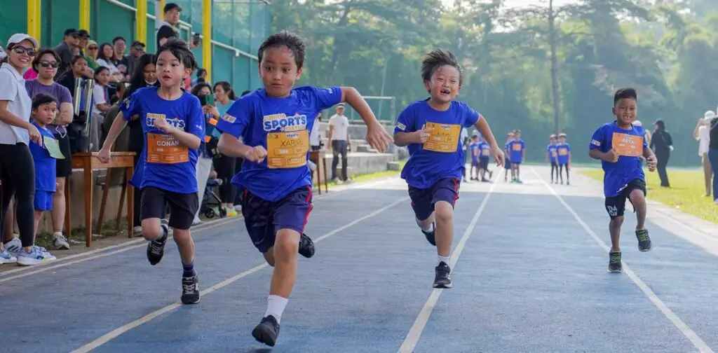 preschool and kindergarten children running