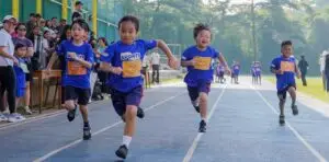 preschool and kindergarten children running
